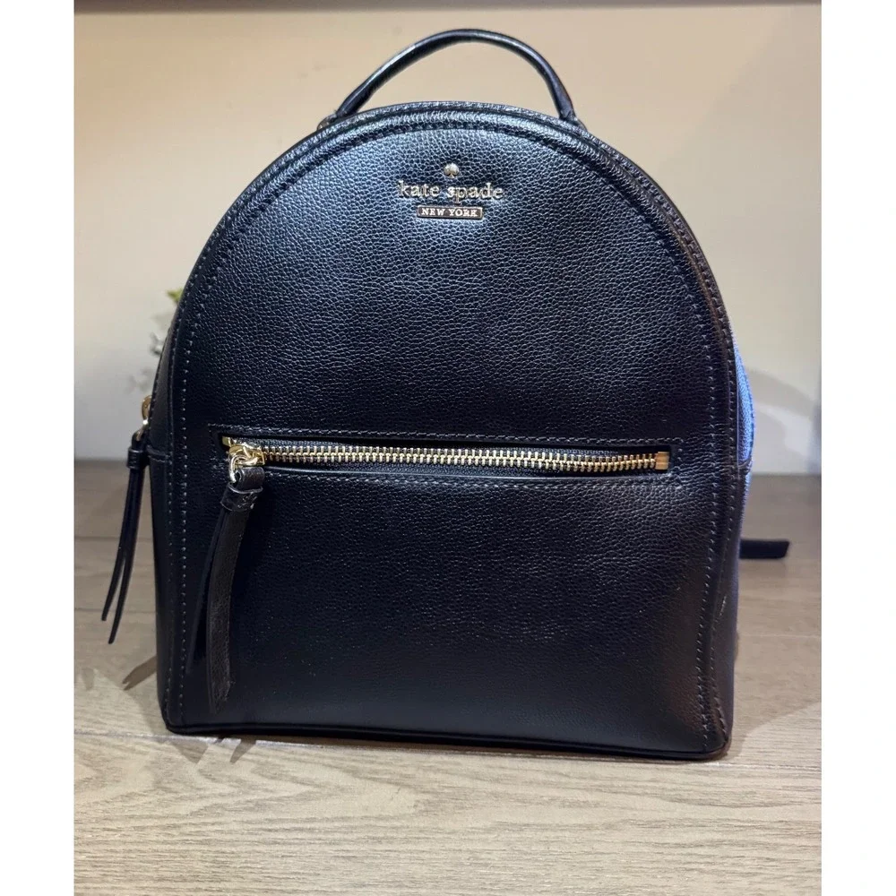 Kate Spade New York Black Pebbled Leather Mini Backpack Gold Hardware 2018